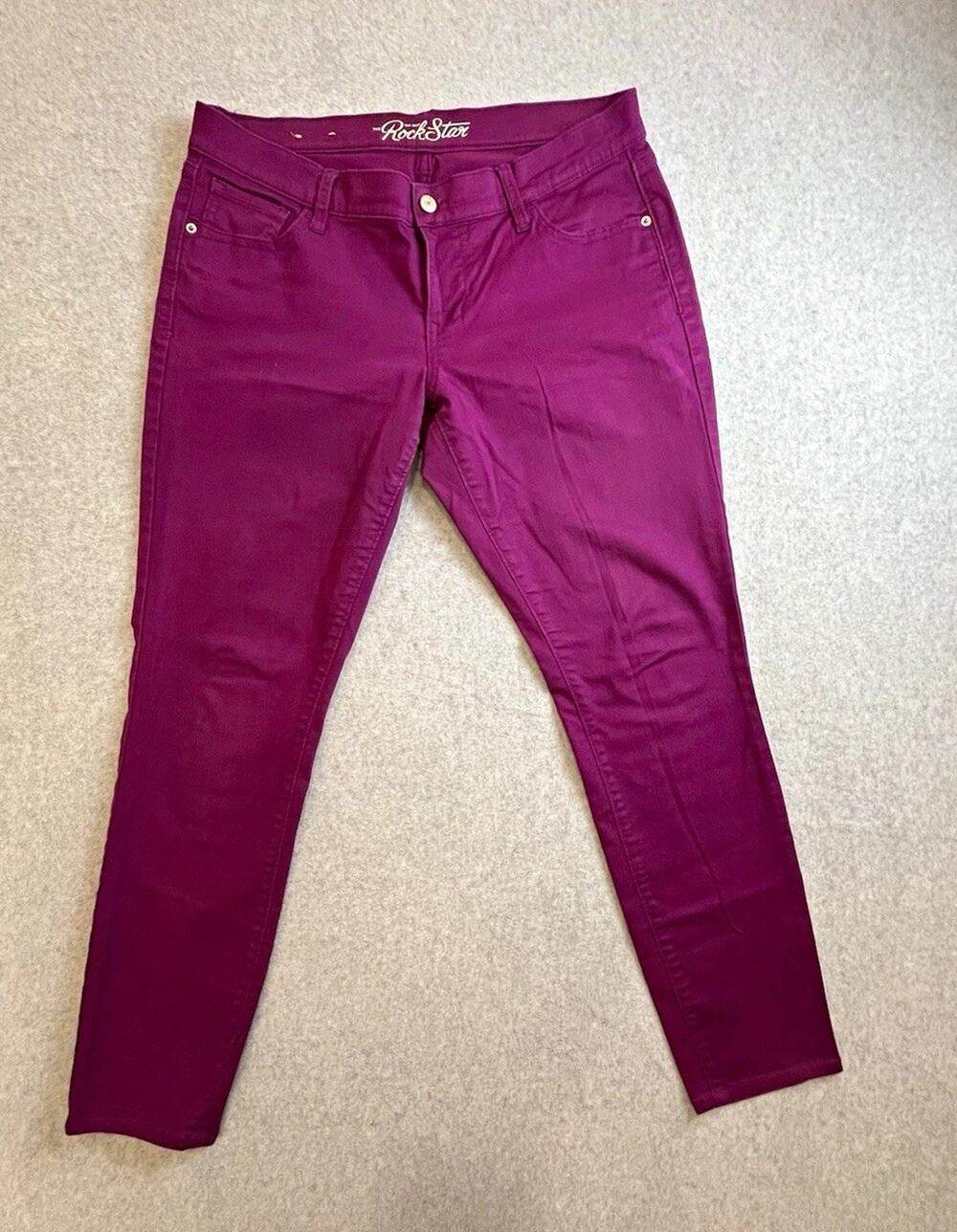 Old Navy RockStar Purple Solid Skinny Jeans Cotton Blend Size 14